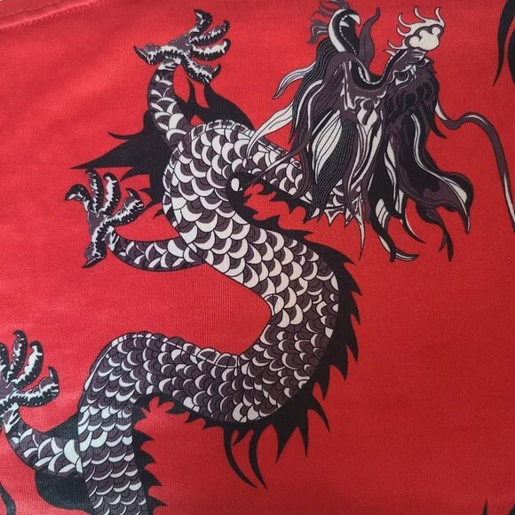 Red Dragon Print Crop Top with Non-Adjustable Straps – Size M - Picture 4 of 10